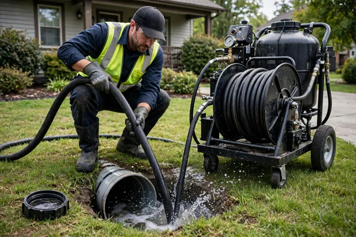 Hydro jetting at a cleanout