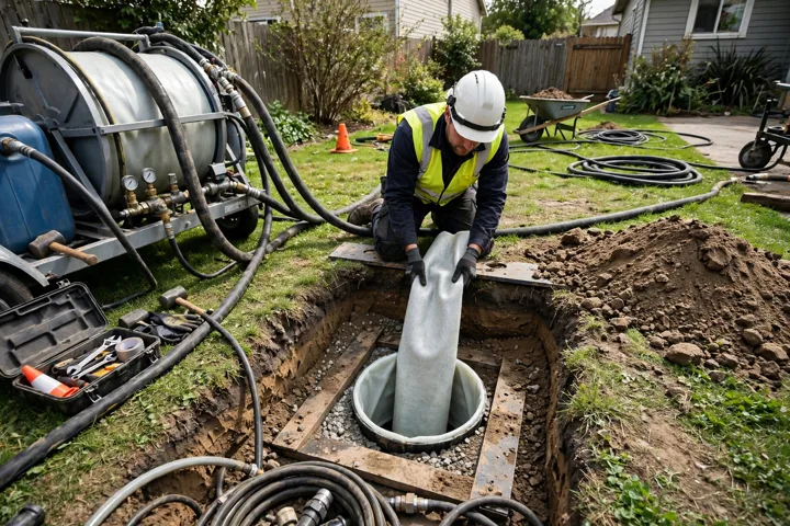 Trenchless liner going into a pipe